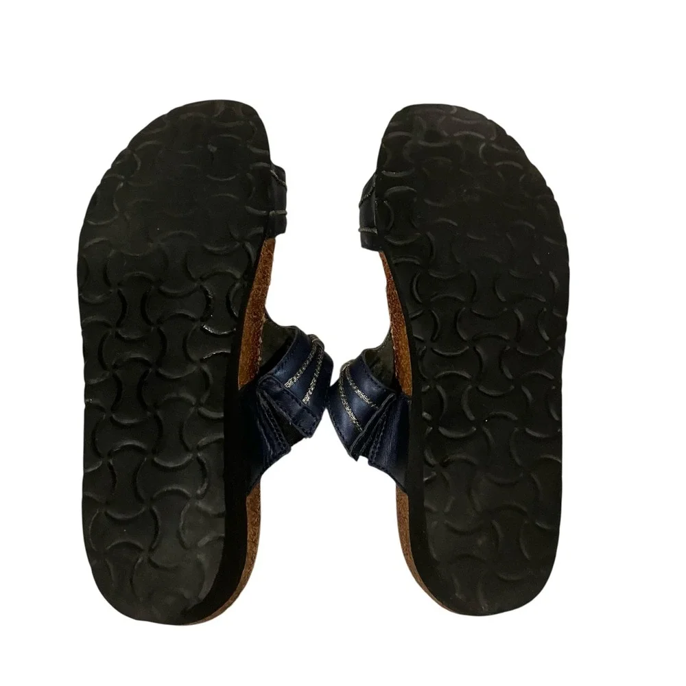 Naot Dana‎ Women Blue Leather Sandals Metallic Silver Detail Size 38 L7 Israel